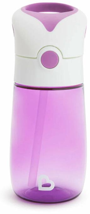 Dzeramā pudele ar silikona salmiņu Munchkin Flip & Go 90328P, 355 ml, 18 mēn., plastmasa/silikons, violeta krās.