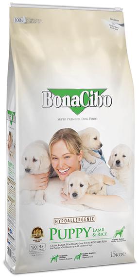 Sausas šunų maistas BonaCibo Hypoallergenic Puppy, ėriena/ryžiai, 15 kg