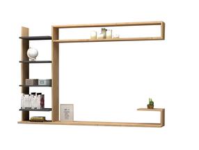 Sieninė lentyna Kalune Design Noble 835PUQ3063, antracito sp./ąžuolo sp., 121.8 cm x 180 cm x 29.6 cm