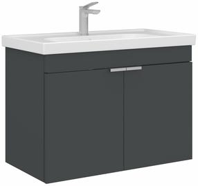 Шкафчик для ванной с раковиной Kalune Design Desna, матовый антрацитовый цв., 45 см x 80 см x 58 см