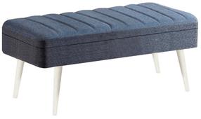 Prieškambario suoliukas Kalune Design Vina 1048-2, balta sp./tamsiai mėlyna sp., 110 cm x 40 cm x 50 cm