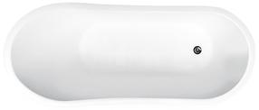 Vanna, brīvi novietots Besco Gloria, 160 cm x 68 cm x 77.5 cm, ovāla, balta krās./hroma krās.