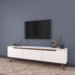 ТВ стол Kalune Design D1 794, белый цв./ореховый цв./темно-коричневый цв., 35 см x 180 см x 48.6 см