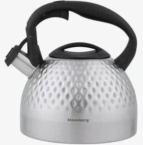 Arbatinukas su švilpuku Klausberg 7642, 3 l, sidabro sp./juoda sp.