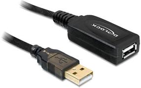 Vads Delock USB / USB USB 2.0 A male, USB 2.0 A female, 15 m, melna krās.