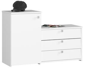 Batų spintelė Akord Furniture Factory S16, balta sp., 33 cm x 98.4 cm x 68 cm