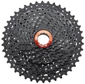 Žvaigždžių kasetė SunRace CSMX3 FRWE115, aliuminis/plienas, juoda sp./raudona sp.