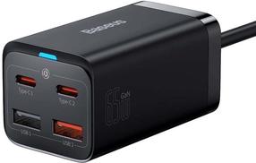 Telefono įkroviklis Baseus CCGP040101, 2 x USB/2 x USB-C, 100 cm, juoda sp., 65 W