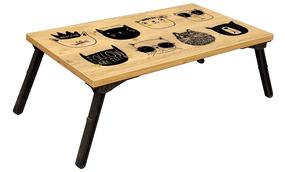 Nešiojamo kompiuterio staliukas Kalune Design Gusto Gusto Cats Atlantic, 60 cm x 35 cm, 24.5 cm, juoda sp./pušies sp