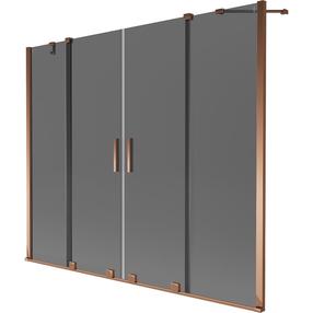 Dušo sienelė Mexen Velar Duo, 190 cm x 150 cm, grafito sp./rausvojo aukso sp./grūdintas