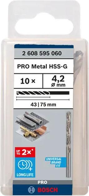 Metalo grąžtų rinkinys Bosch, metalas, hss-g, tiesus, 4.2 mm x 7.5 cm