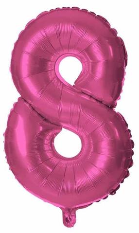 Folijas balons cipars 8, rozā krās.