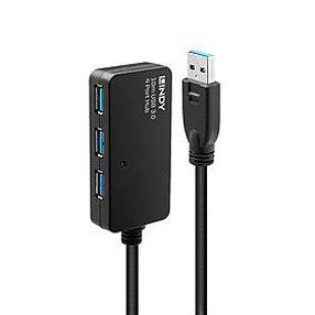 USB sadalītājs Lindy USB hub 43159 USB, 3 x USB-A, 10 m, melna krās.