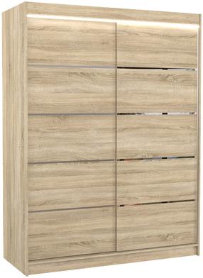Riidekapp ADRK Luft LED, sonoma tamm v., 58 cm x 150 cm x 200 cm