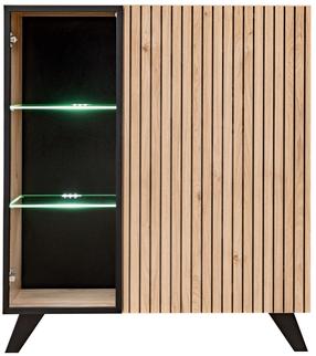 Vitrina ASM Liam, juoda sp./šviesiai ruda sp., 40 cm x 90 cm x 102 cm