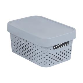 Daiktadėžė su dangčiu, daiktų saugojimo/žaislams Curver Infinity Dots, 4.5 l, pilka sp., 27 x 19 x 12 cm