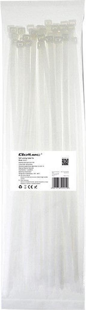 Kinnitusrihm Qoltec, 400 x 7.2 mm, 50 tk, valge v.