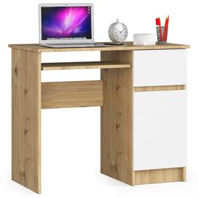 Rakstāmgalds ar skapi Akord Furniture Factory Piksel, 90 cm x 50 cm, 77 cm, ozola krās./balts krās.