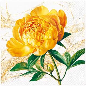 Popierinės servetėlės PAW Peony Blossom, 33 cm x 33 cm, geltona sp., 20 vnt.