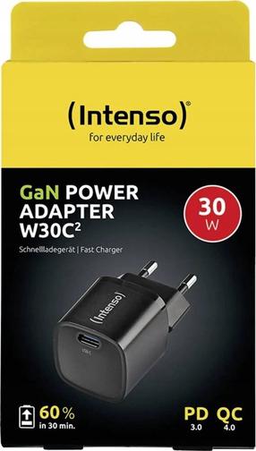 Telefono įkroviklis Intenso GAN/7803060, USB Type C, 6.92 cm, juoda sp., 30 W