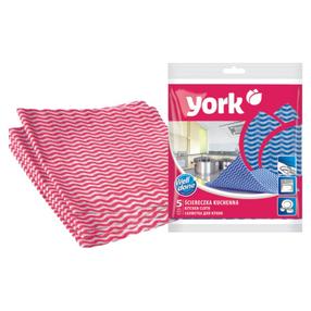 Тряпочка, для кухни York 021030, (цвет/дизайн выбирается случайным образом), полиэстер/вискоза, 5 шт.