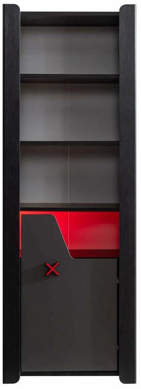 Vaikiška knygų lentyna Kalune Design Gaming Zone, antracito sp., 45 cm x 60 cm x 170 cm