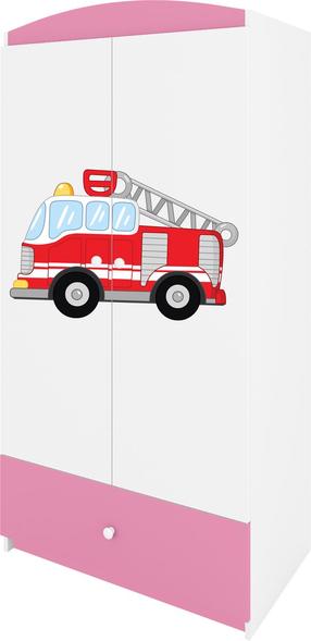 Vaikiška spinta Kocot Kids Babydreams Fire Brigade, balta sp./rožinė sp., 90 cm x 52 cm x 175.5 cm