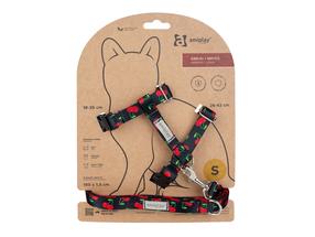 Kaķu siksna ar pavadiņu Amiplay BeHappy, 150 cm x 210 - 310 mm, melns krās./sarkana krās.