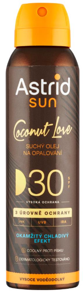 Purškiklis įdegio priežiūrai kūnui Astrid Coconut Love Dry Oil SPF30, 150 ml