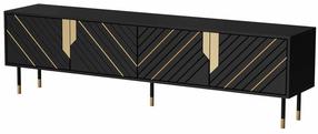 Televizoriaus spintelė Cama Meble Mountain, aukso sp./juoda sp., 40 cm x 204 cm x 55 cm
