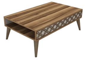 Kohvilaud Kalune Design City, kreemjasvalge/pähklipuu v., 105 cm x 60 cm x 36.6 cm