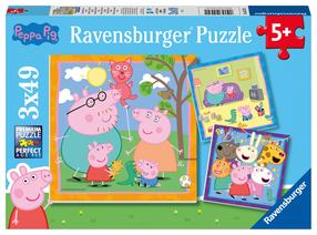 Dėlionė 3in1 Ravensburger Peppa Pig 10848875, 21 cm x 21 cm, 147 vnt., įvairių spalvų