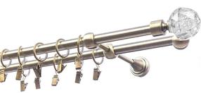 Karnizo komplektas Olimp Kula Krysztal, 150 cm, Ø 19 mm, antikinio aukso sp.