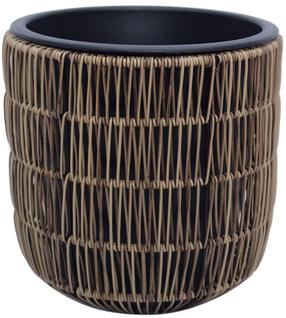 Gėlių vazonas Home4you Wicker 38095, plastikinis/metalas, Ø 27 cm, šviesiai ruda sp.