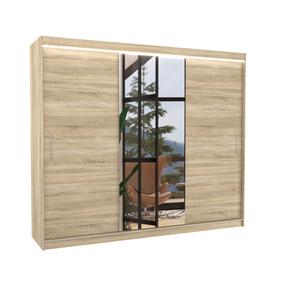 Spinta ADRK Denis LED, sonoma ąžuolo sp., 250 cm x 58 cm x 215 cm, su veidrodžiu