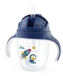Puodelis su snapeliu BabyOno Sippy Cup, 240 ml, 6+ mėn., 13 cm, plastikas, mėlyna sp.