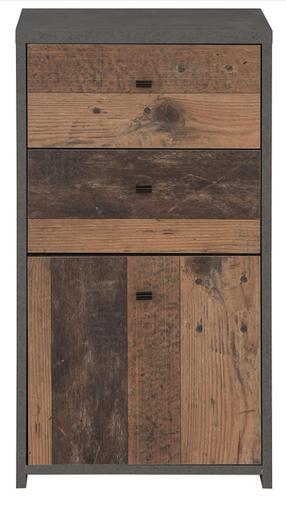 Komoda Forte Industrial SQNK211-C764, tamsiai pilka sp./tamsaus ąžuolo sp., 77.5 cm x 40.3 cm x 29.6 cm