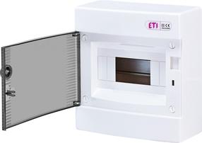 Modulinis skydas ETI ECT08PT, virštinkinis, IP40, 8 mod., balta sp./juoda sp.