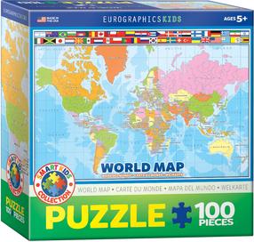 Пазл Eurographics Smart Kids World Map 6100-1271, 48.2 см x 33.9 см, 100 шт., многоцветный