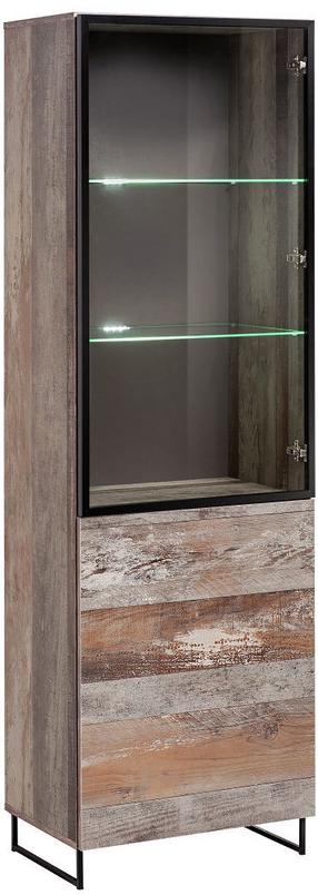 Vitrina ASM Plank 29CWPNWSW, ruda/juoda, 60 cm x 40 cm x 194 cm