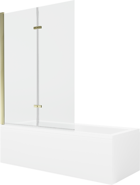 Vonia su sienele, laisvai pastatoma Mexen Cubik, 150 cm x 70 cm x 40 cm, stačiakampis, skaidri sp./aukso sp.