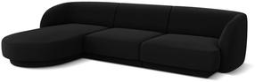 Kampinė sofa Micadoni Home Miley Velvet 4 Seats, juoda sp., kairinė, 259 x 155 cm x 74 cm