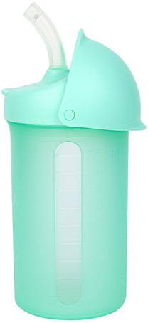 Vaikiškas puodelis Boon Flip Top Straw Swig, 265 ml, 6+ mėn., 8.5 cm, plastikas/silikonas, žalia sp.
