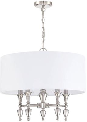 Светильник навесной CosmoLight Austin P05173NI-WH, E14, 5 x 40 Вт, белый цв. / никелевый цв.