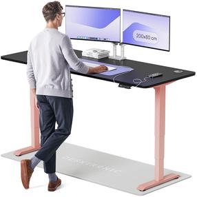Kompiuterio stalas reguliuojamo aukščio Desktronic HomePro, 200 cm x 80 cm, 63 - 128 cm, juoda sp./rožinė sp.