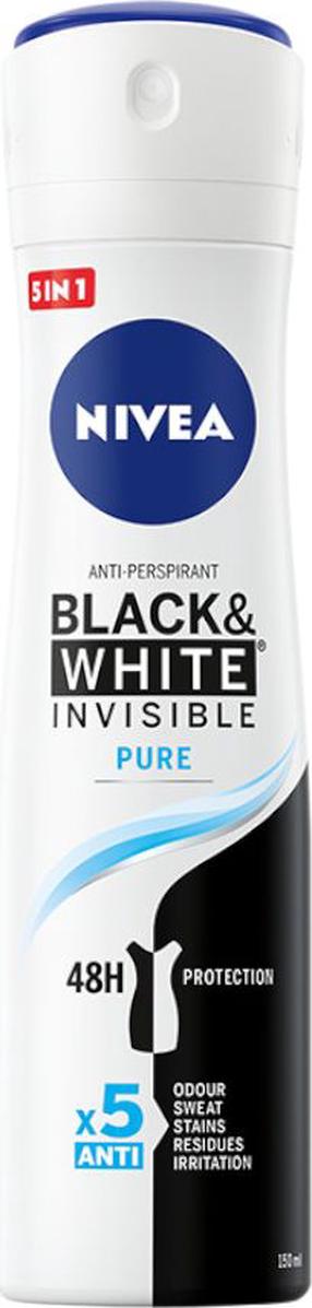 Moteriškas dezodorantas Nivea Black & White Invisible Pure, 150 ml