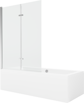 Vonia su sienele, laisvai pastatoma Mexen Cube, 170 cm x 80 cm x 39 cm, stačiakampis, skaidri sp./balta sp.