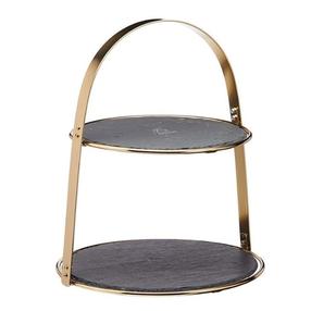 Servēšanas stends Kitchen Craft KKART2TSERVE, 30 cm x 25 cm x 40 cm, zelta krās./melna krās., akmens masa/metāls