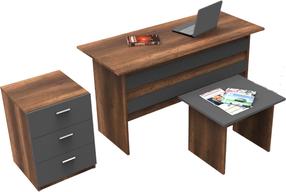 Biuro baldų komplektas Kalune Design VO9 956LCS2104, antracito sp./ruda sp., 73.8 cm x 140 cm x 60 cm