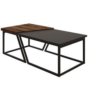 Kavos staliukų komplektas Kalune Design Verona P0024623, antracito sp./riešuto sp., 120 cm x 60 cm x 38.8 - 40.6 cm, 2 vnt.